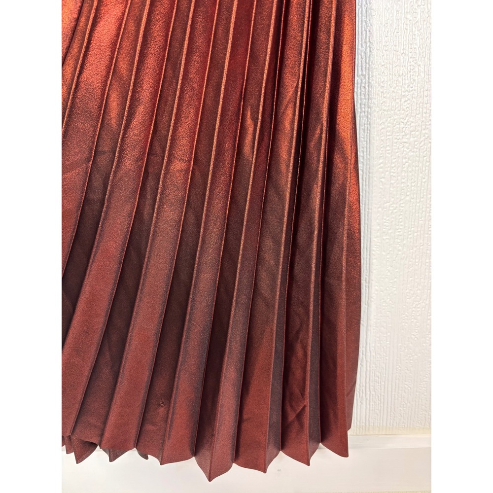 House of Harlow 1960 Pleated Shimmering Copper Party Skirt Sz M Fall - Picture 13 of 15